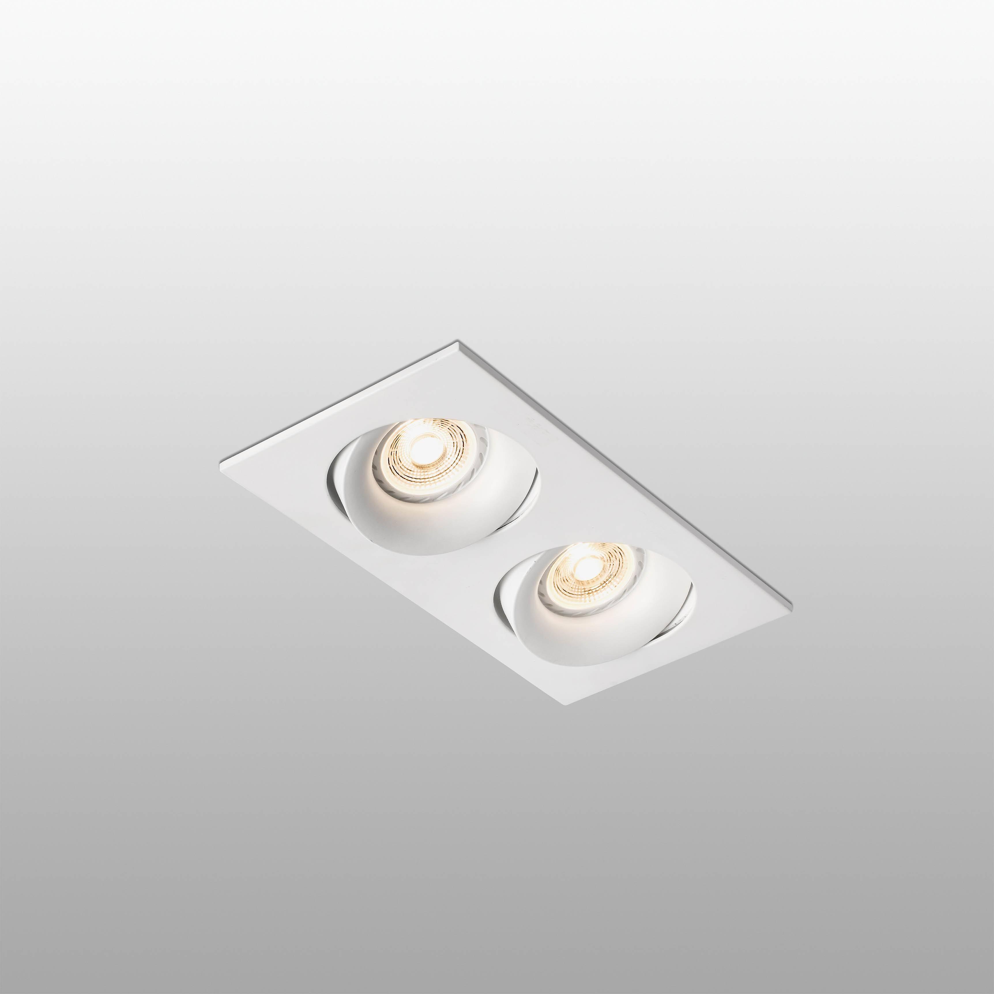 Faro Arg-2 - 2 Light Double Square Tiltable Recessed Spotlight White, GU10