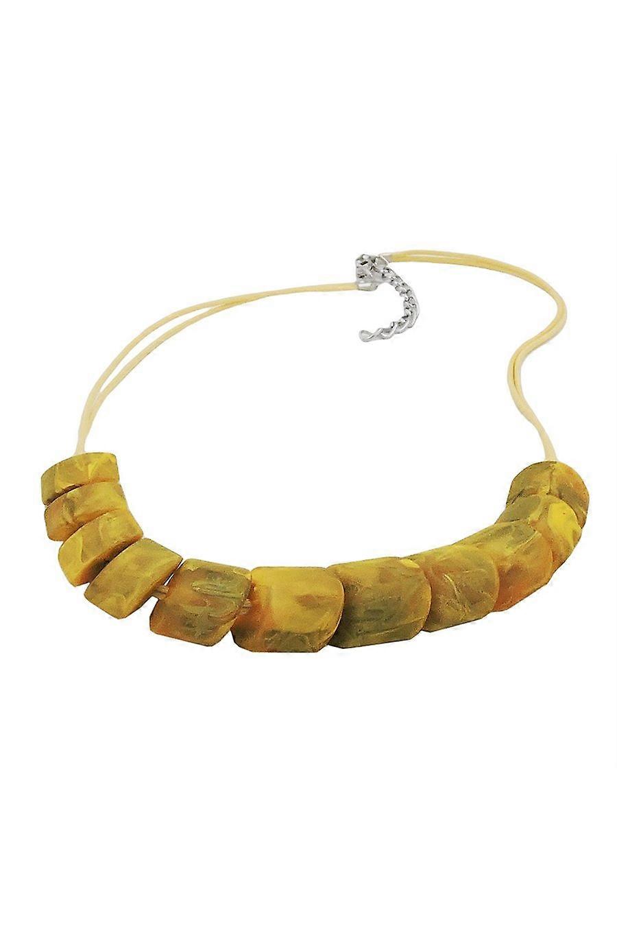 Necklace Slanted Beads Yellow Olive - Gl02370