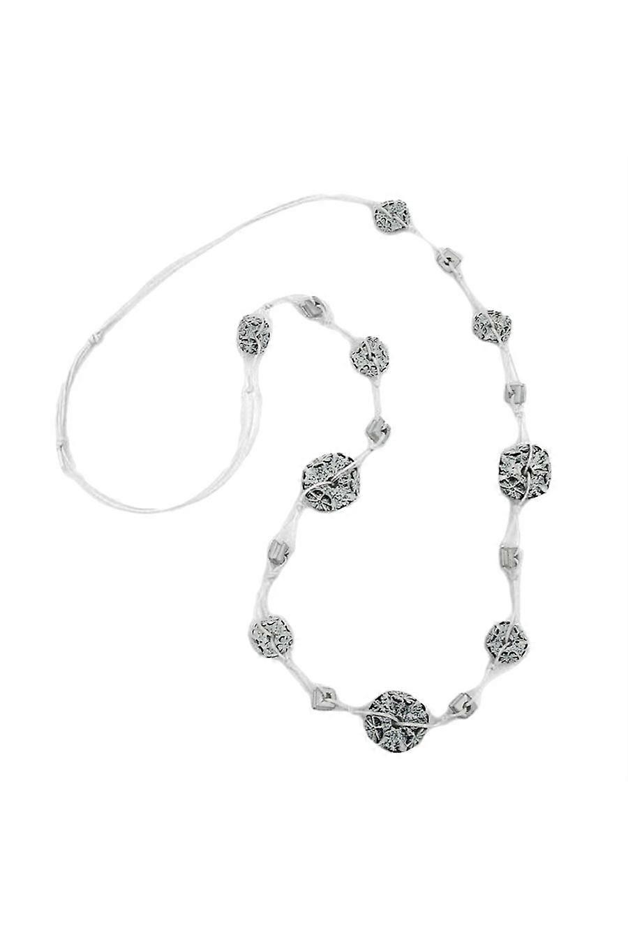 Necklace Flower Bead Grey-white 100cm - Gl02507