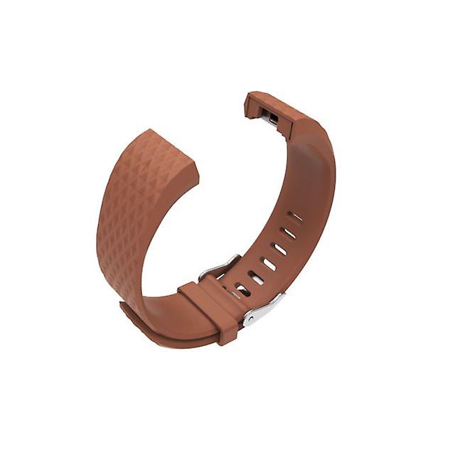 Silicone Watch Strap Replacement for Fitbit Charge 2 (140-170mm) - Brown