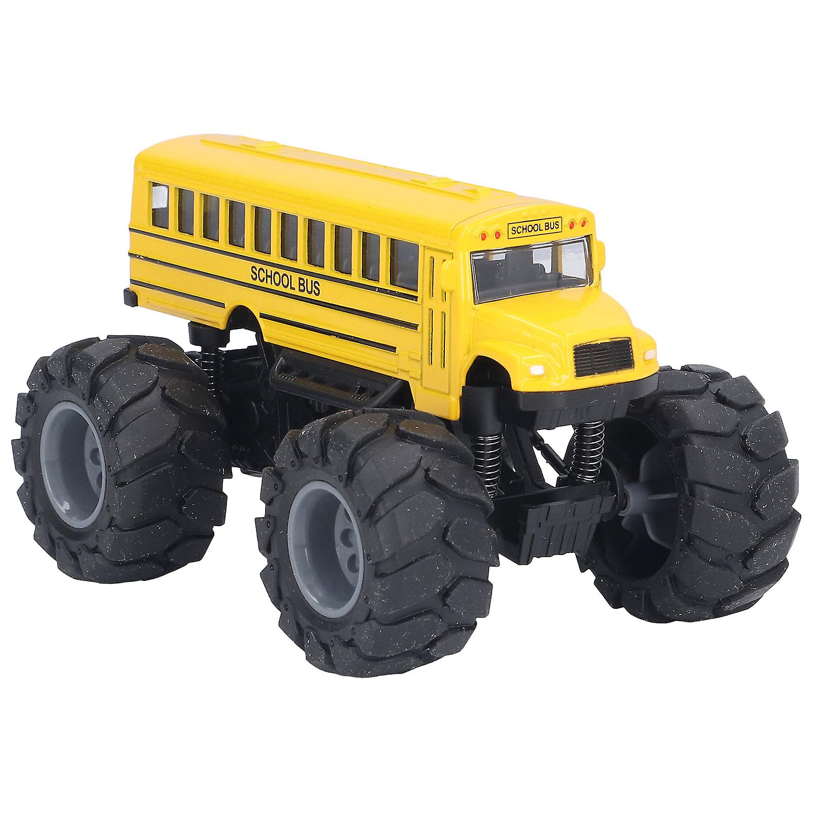 1:43 Scale Bus Car Model Alloy Large Wheels High Simulation Pull Back School Bus Toy Yellow