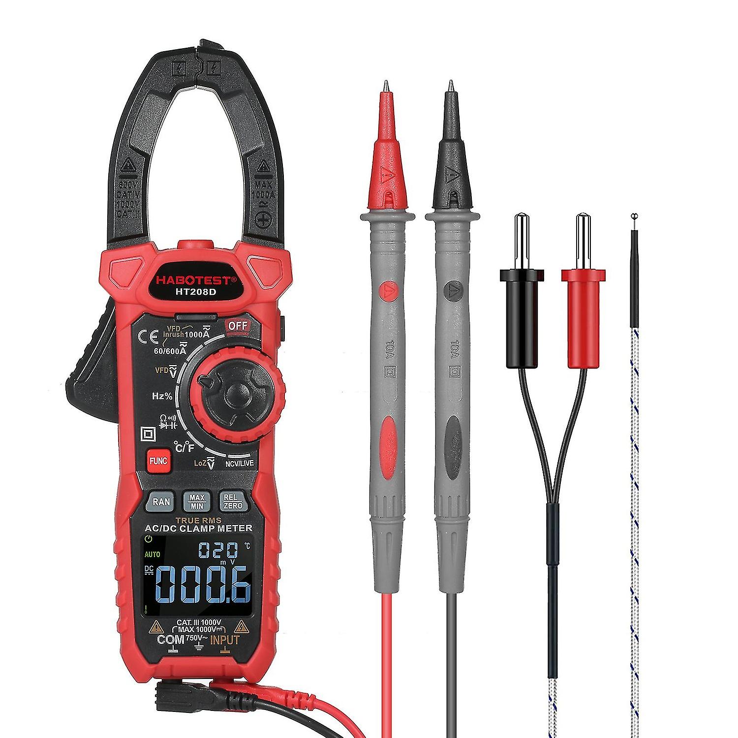 HABOTEST AC/DC Digital Clamp Meter True-RMS Multimeter Anto-Ranging Multi Tester Current Clamp with 