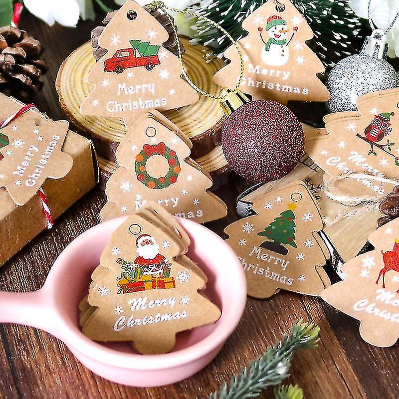 Christmas Gift Tags 48 Count With String (12 Assorted Designs For Xmas Present Wrap And Label Package Name Card)