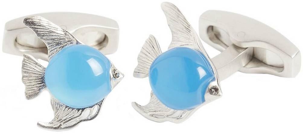 Simon Carter Darwin Angel Fish Cufflinks - Silver/Blue