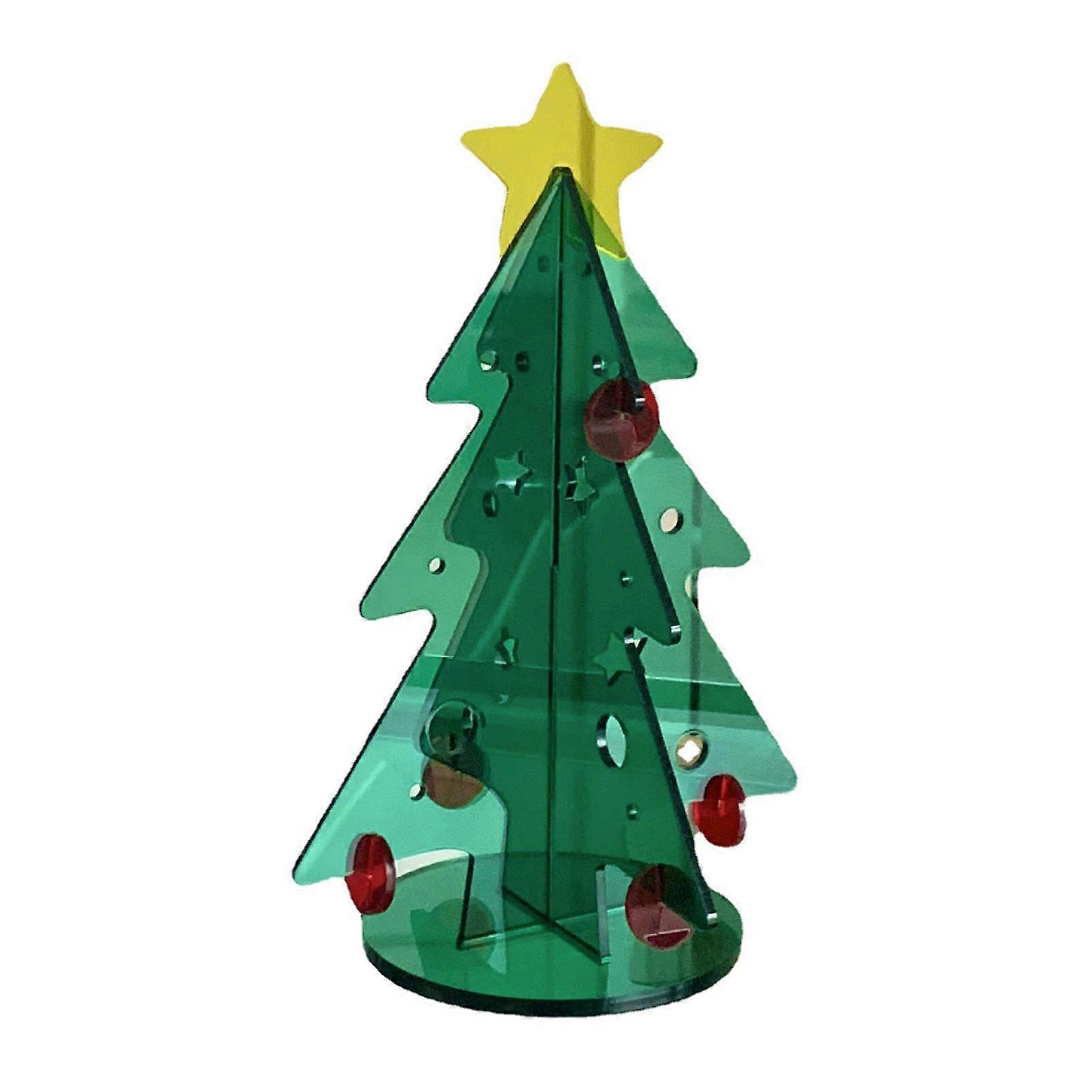Acrylic Christmas Tree DIY Kit Mini Simple Installation Desktop Christmas Tree for Gift Decoration M 145x195mm