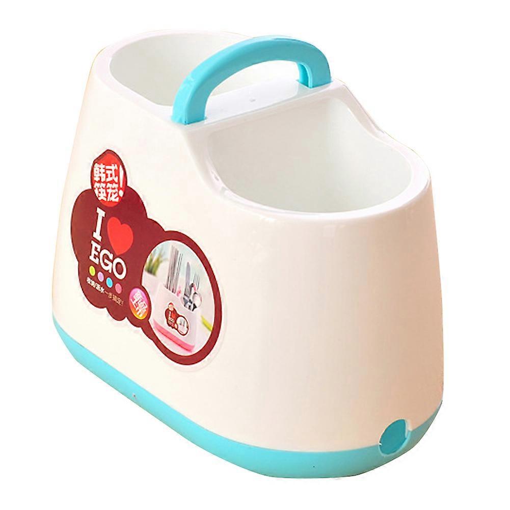 Tableware Storage Organizer Holder Box Drying Rack for Kitchen Tools with a Handle(Blue)