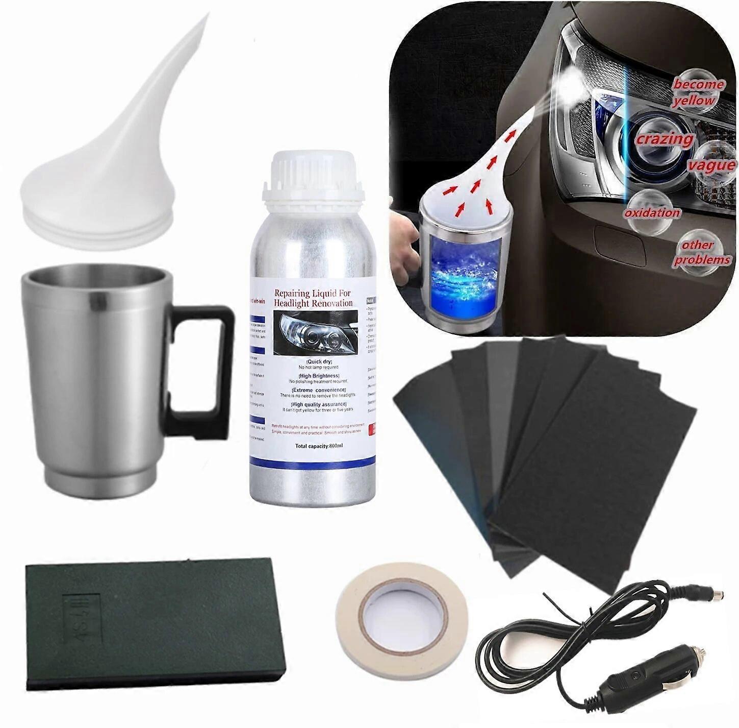Headlight Polisher Cleaning Kit Car Head Light Car Renovator Headlight Polishing Liquid Polymer Headlight Polish Steam Mug FN9U3521