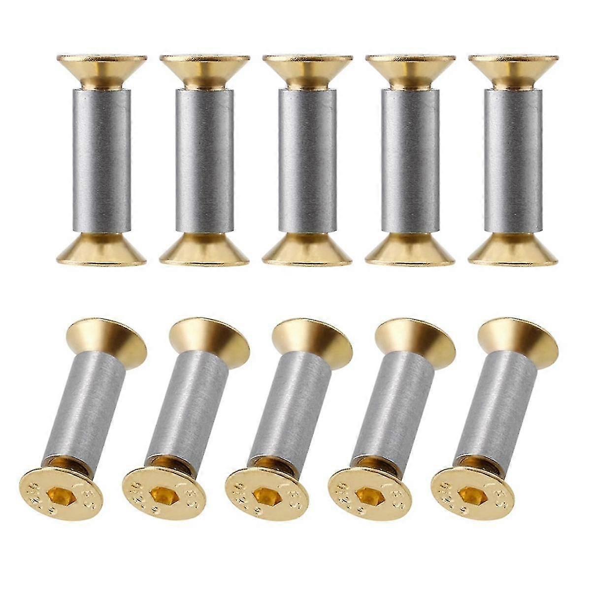 10 Packs Knife Handle Screws Rivets Bolts Fasteners, Gold Hex Flat Screws, Knives Maker Screws