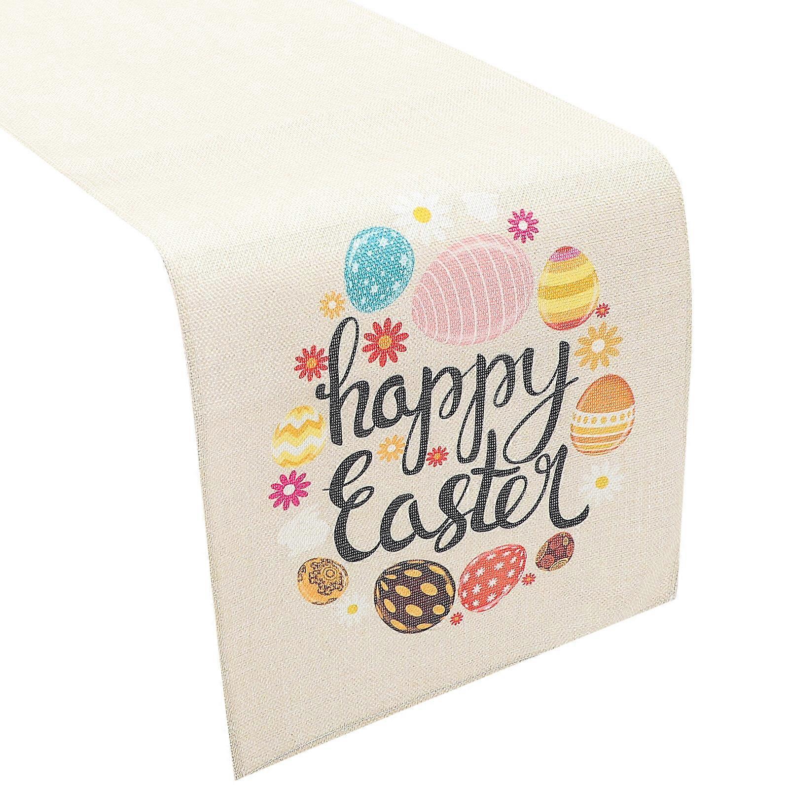 Easter Theme Table Runner Spring Holiday Table Cover Kitchen Dining Table Decoration