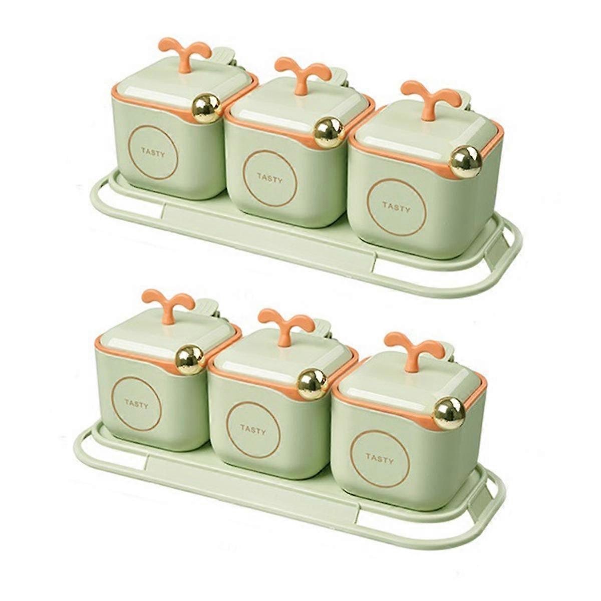 Spice Boxes Seasoning Box Seasoning Jar Set with Lid Comes and Seasoning Spoon 3 Piece Set Seasonin