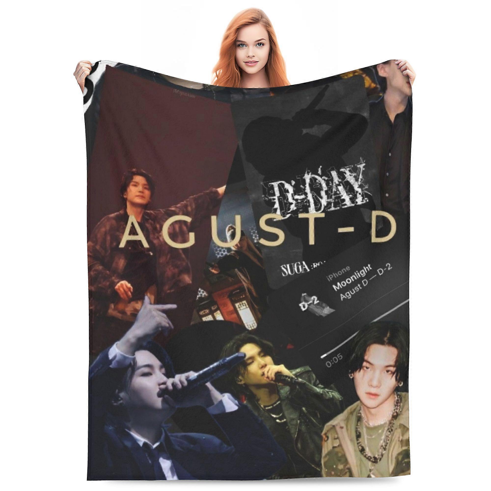 BTS SUGA (24) Cobertor de Flanela Macio Cobertores de Mobiliário Doméstico Cobertor de Sofá-ML1017