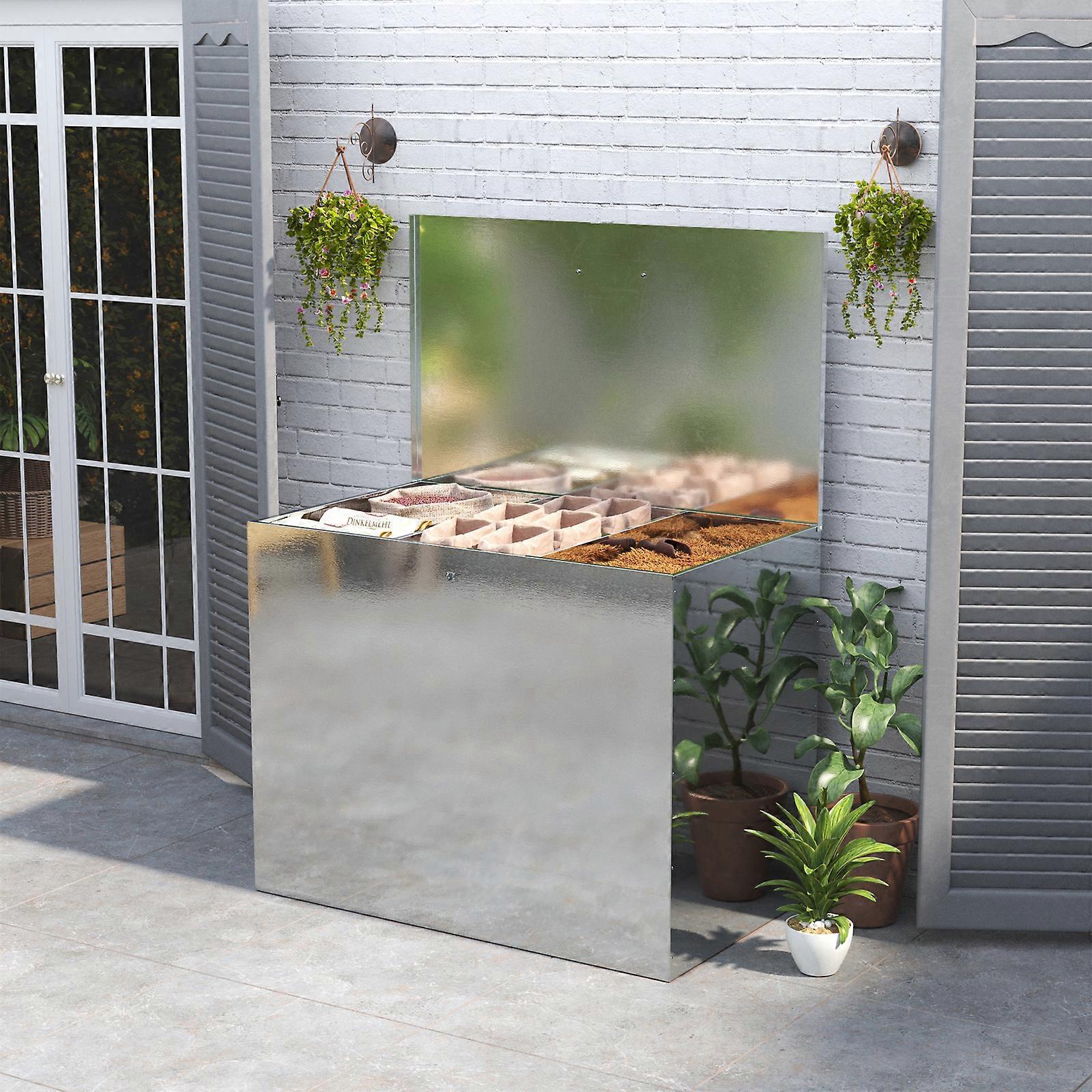 Large Galvanized Feed Storage Bin with Three Compartments