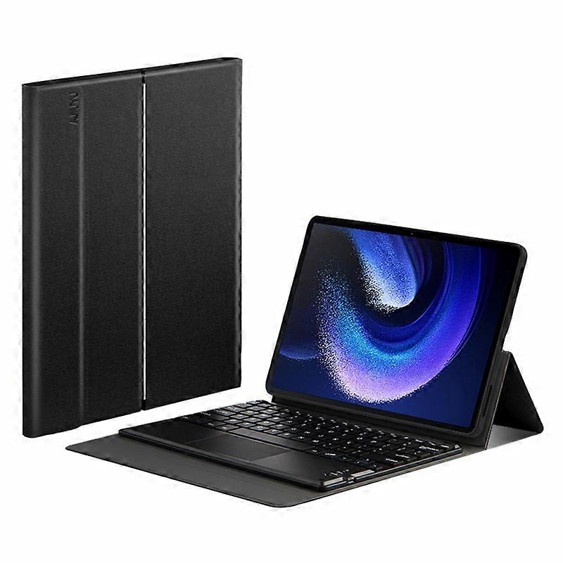 For Xiaomi Pad 6 Tablet Leather Case Foldable Stand Cover with Detachable Bluetooth Keyboard - Black