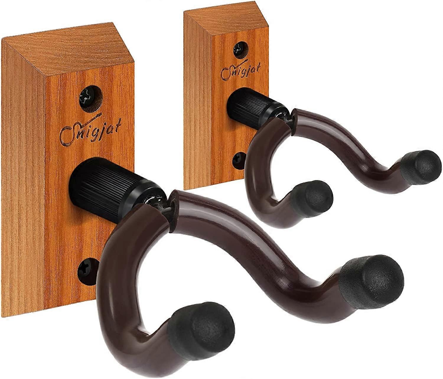 Sunrain Gitarrhängare 2-pack, Lövträ Gitarr Väggfäste, Roterbar Gitarr Vägghängare med