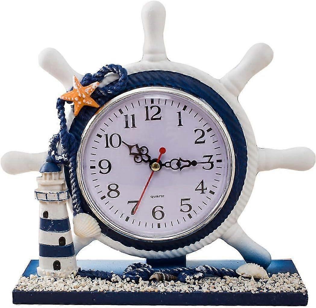Helmsman Mediterranean Modern Table Clock Without Ticking Small Marine Souvenir Lighthouse Wall Clock