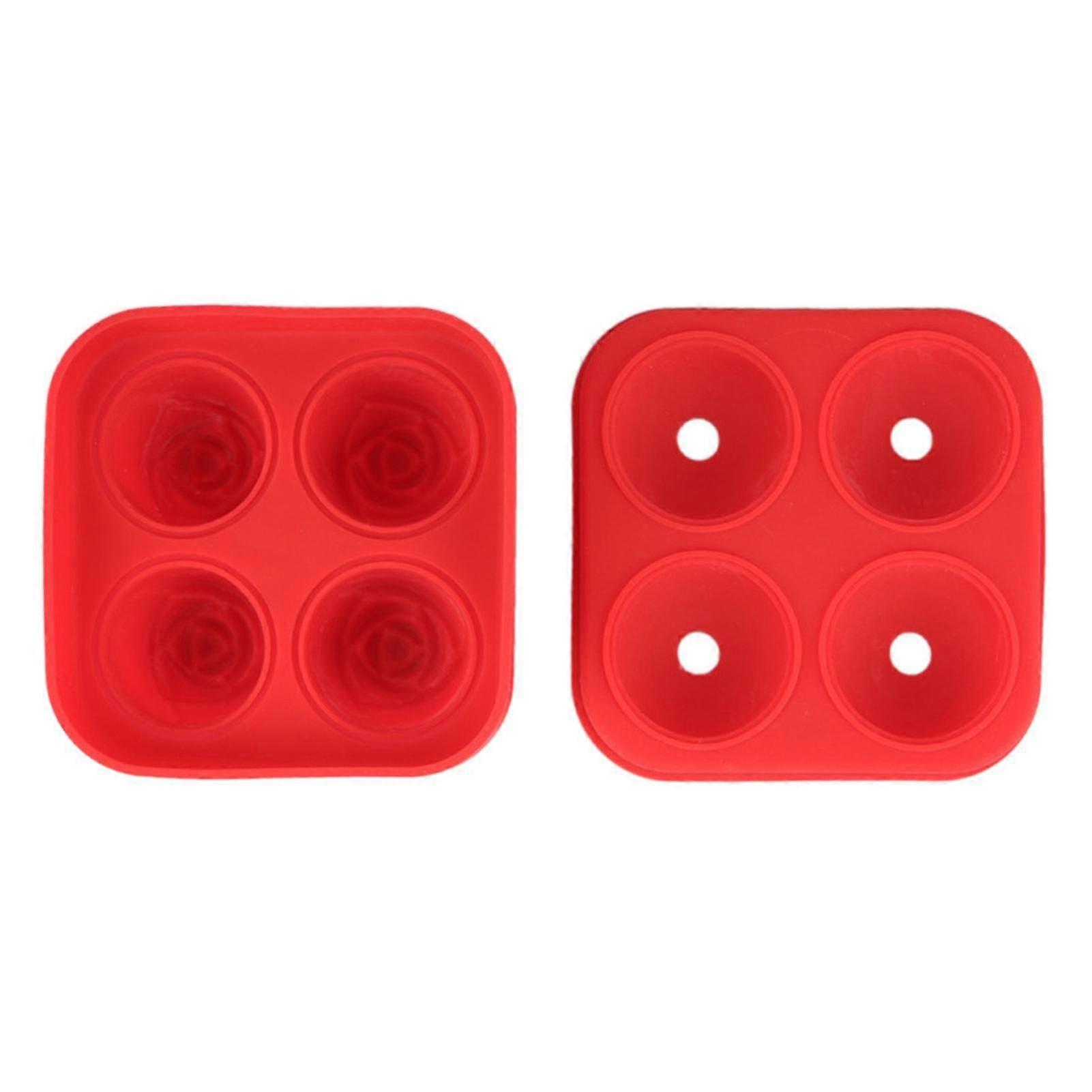 Ice Cube Tray Stackable Leak Proof Rose Shape 4 Cavity Ice Cube Tray For Beverages