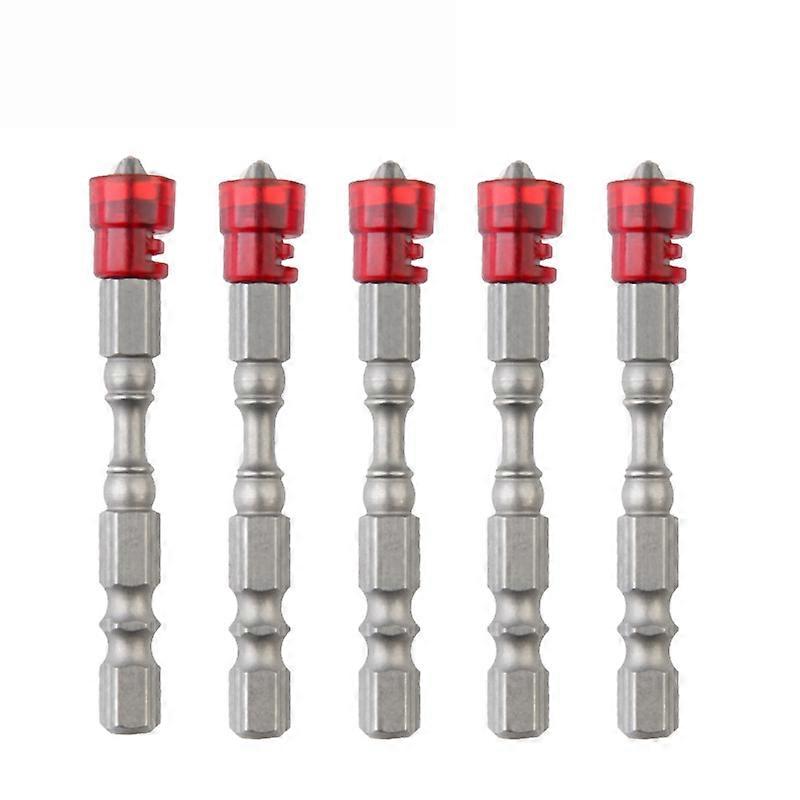 5Pcs Screwdriver Bit Cross S2 Alloy Steel Magnetic Hex Shank Tool Set Kit for Working Red