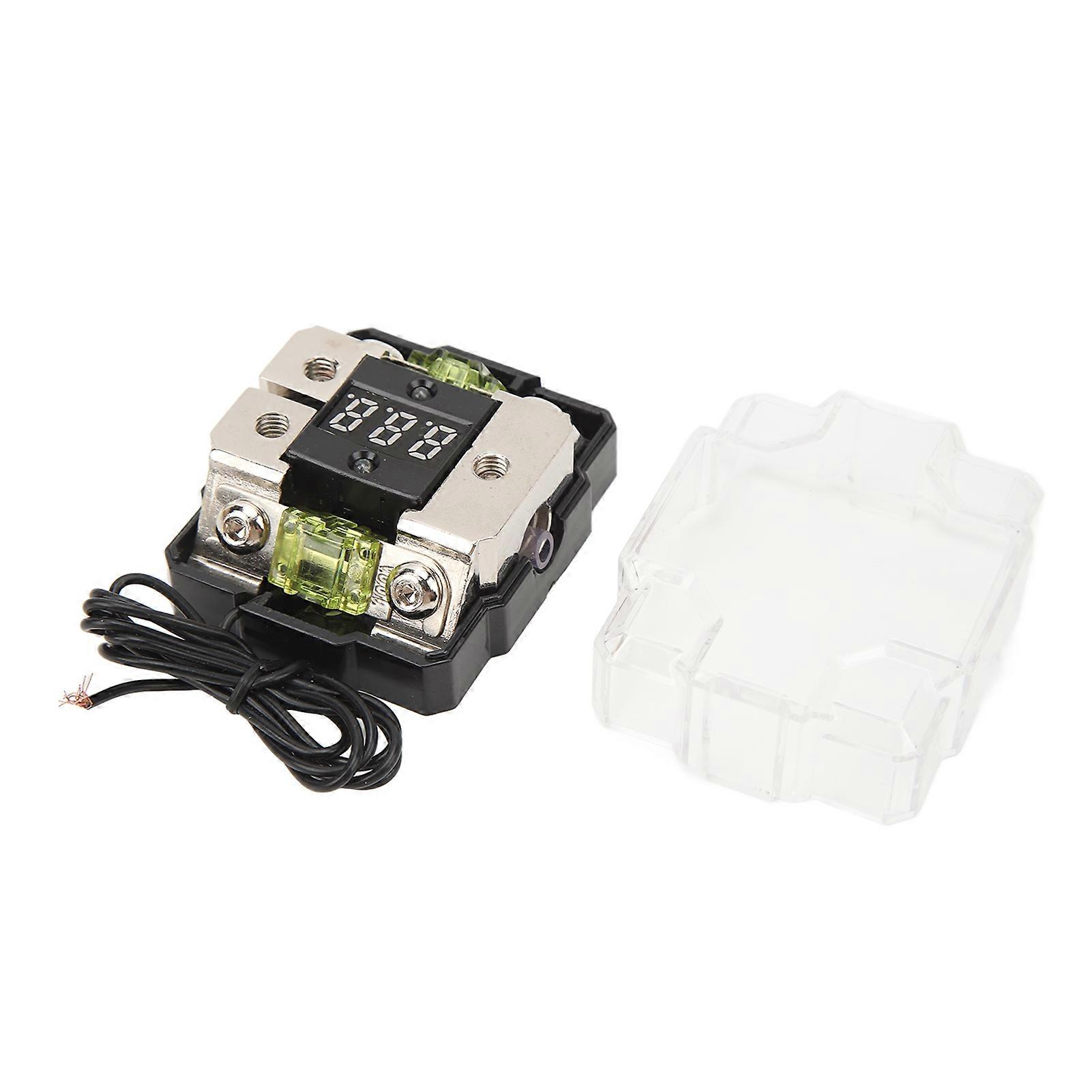 Car Audio Fuse Holder 4GA IN 4GA OUT 100A Digital Display Stereo Distribution Block Box for Automobile Boat Yacht RV