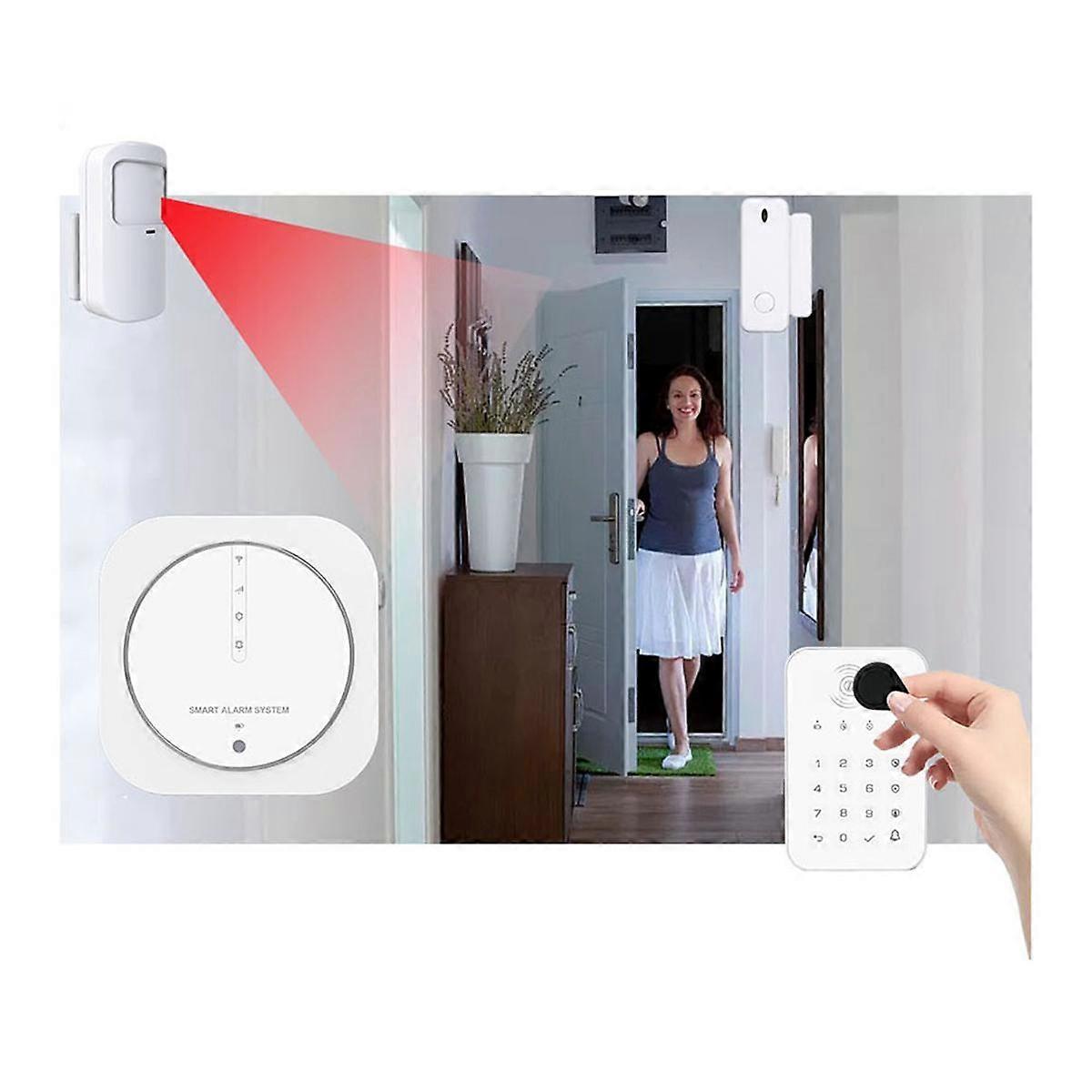 Graffiti Burglar Alarm Intelligent WIFI+GSM Dual Network Alarm System Home Multifunction Screenless Alarm Host