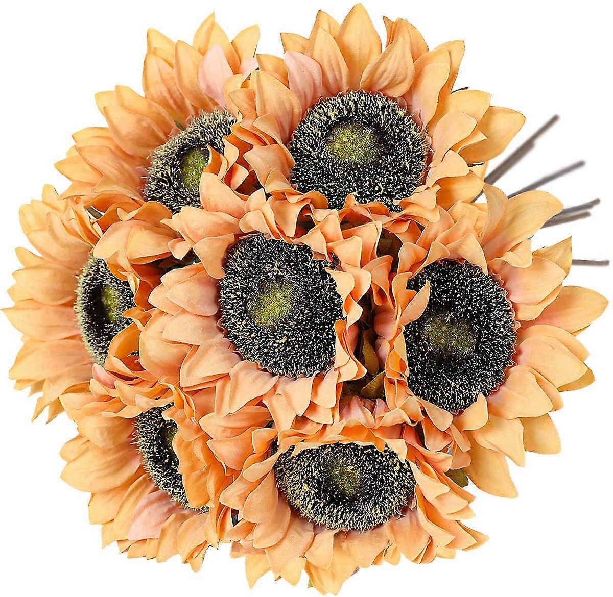2024 Girasoli Vintage Fiori Artificiali 7 Pz Bouquet di Girasoli di Seta Finta