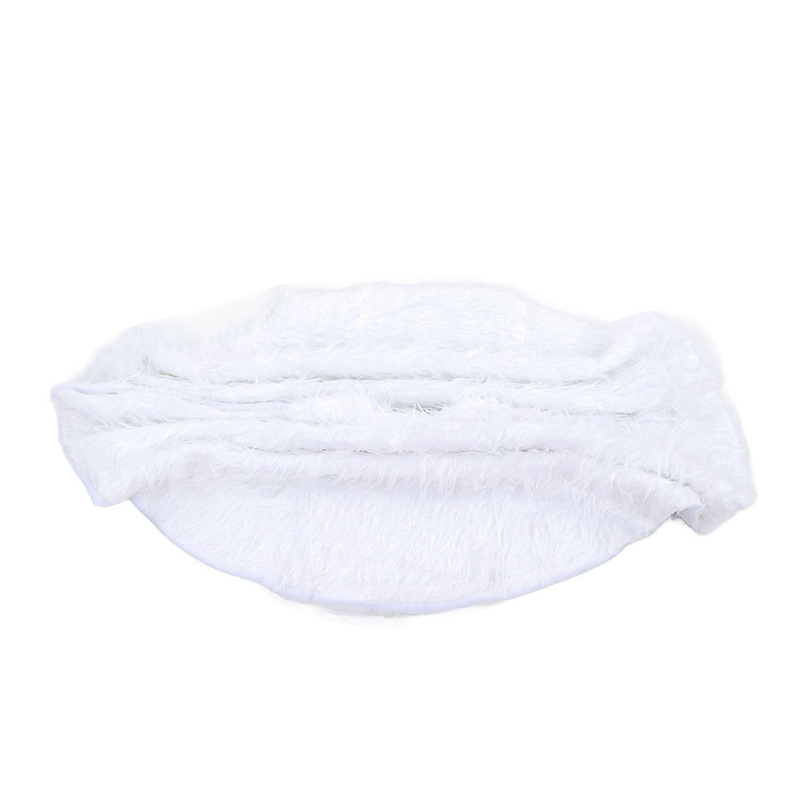 35.4in Christmas Tree Skirt White Fine Workmanship Soft Thick Fluffy Christmas Tree Bottom Decoration