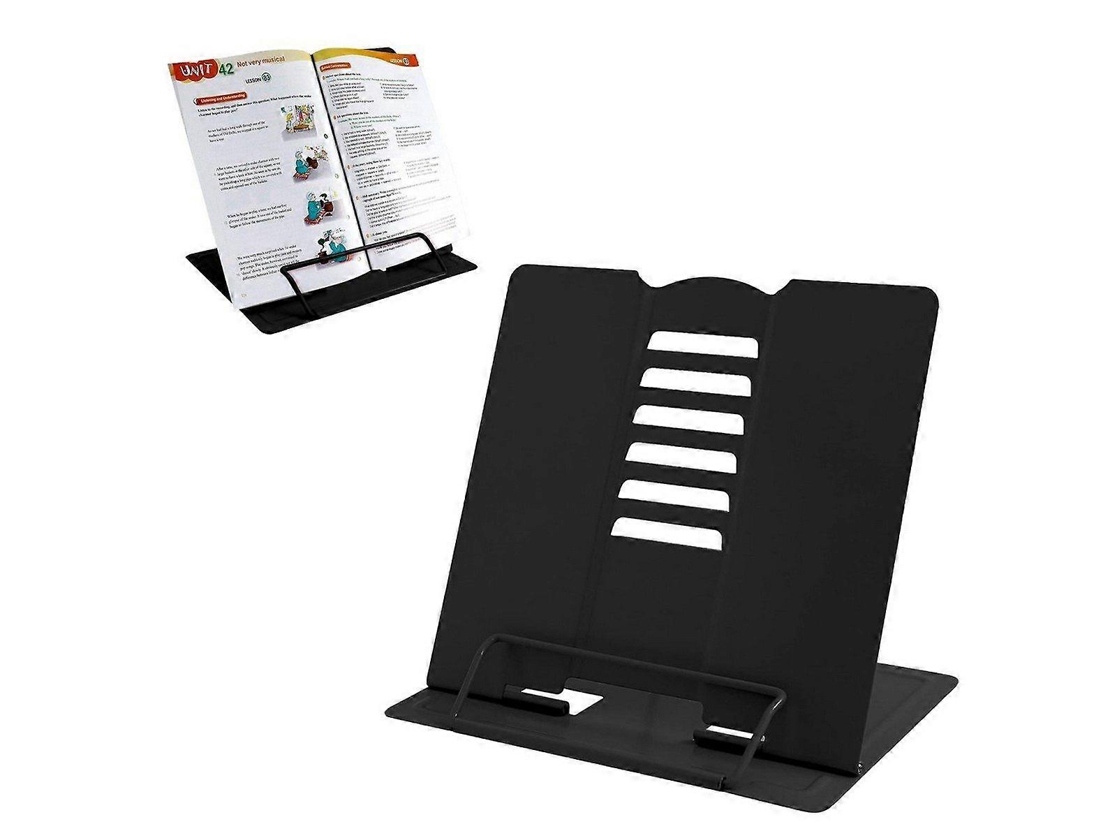 حامل كتاب معدني قابل للطي قابل للتعديل بدون استخدام اليدين حامل كتاب للقراءة - أسود