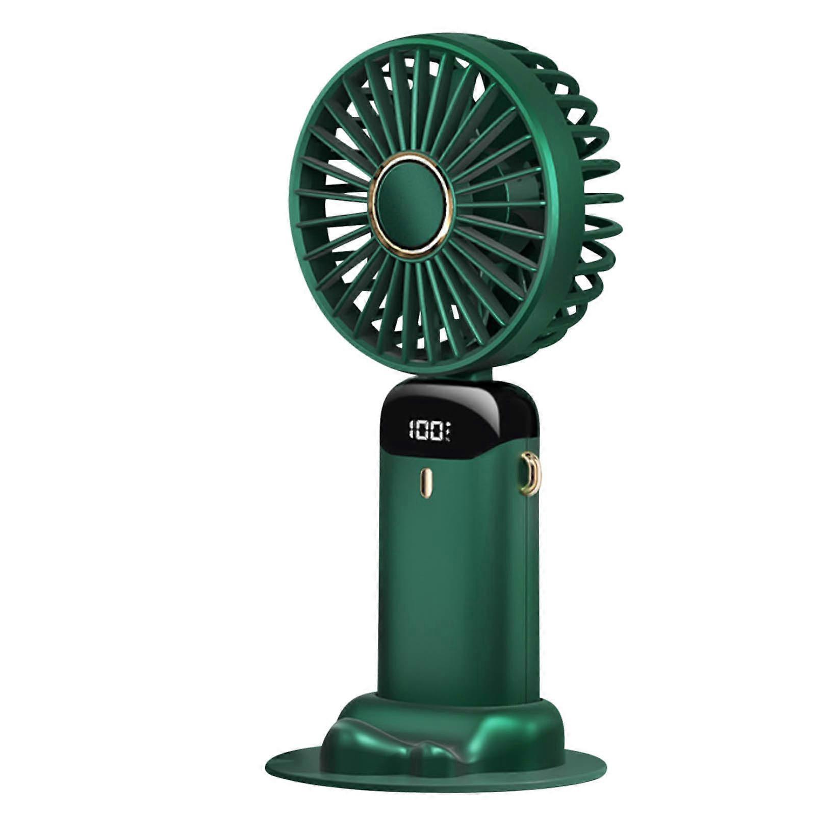 Portable Fan Handheld Folding Fan Mini Fan Electric Cold Compress Fan USB Rechargeable Desk Table Fan With 5 Wind Speed LED Phone Holder(5000mA Power)