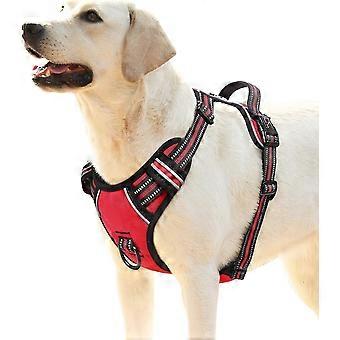 Dog Harness, Anti-pull Dog Harness, Reflective Padded Control Handle, 2 Metal Rings, Harness For Small, Medium And Large Dogs, Red, L