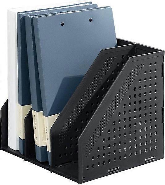 Collapsible Magazine File Holder with 3 Vertical Compartments