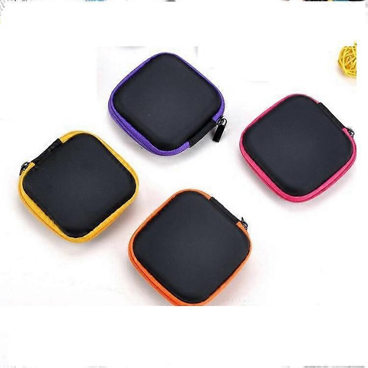 4pcs Portable Square Earphone Carrying Case Mini Pouch Storage