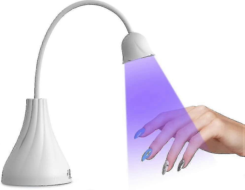 Led Uv Nail Lamp, Mini Lotus Hands Free Light Rotatable Nail Dryer Quick Dry Nail Polish Curing Lamp Gooseneck Flash Cure Light