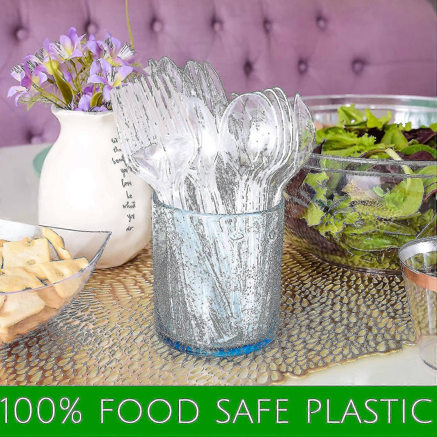 Disposable Clear Plastic Cutlery 100 Pcs (fork)