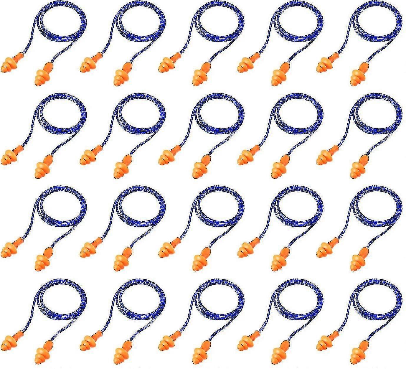 20 Pairs Cord Earplugs Reusable Silicone Ear Plugs With Rope Noise Canceling Earplug For Sleeping Hearing Protection, Blue