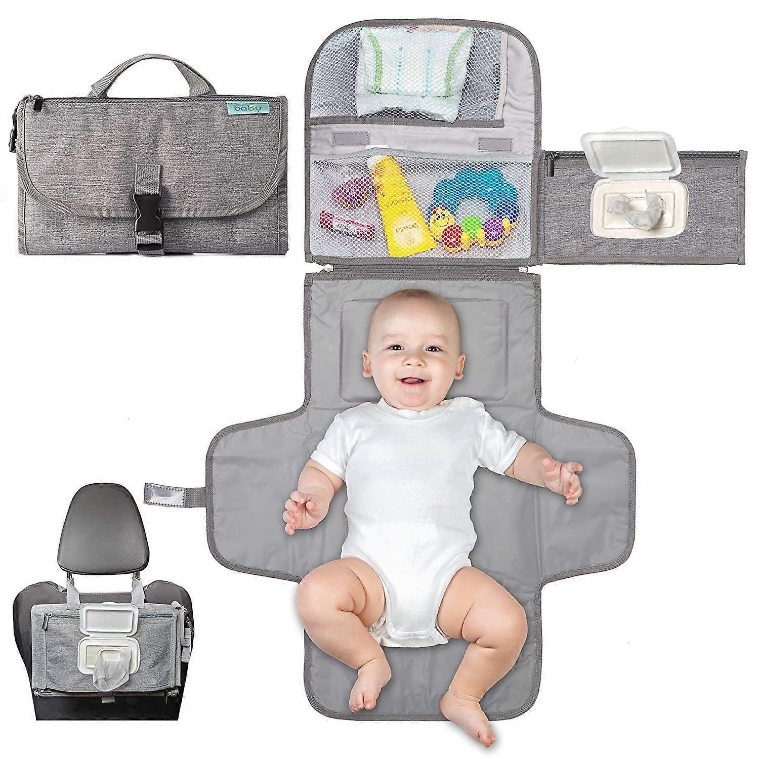 Folding large capacity mother and baby bag grey