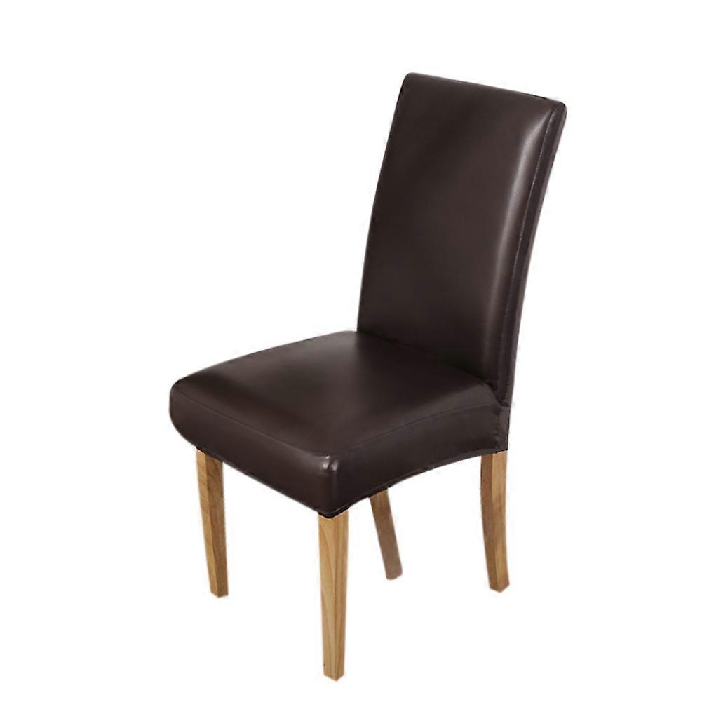 Dining Chair Cover Solid PU Leather Waterproof Stretch Chair Protector Slipcover