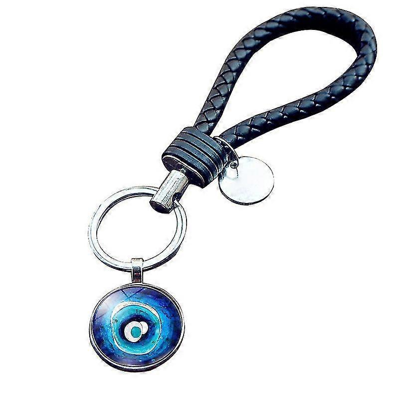 Evil Eye Keychain Hand Woven Good Luck Charm Leather Keychain