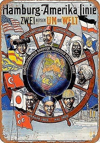 Pacific Mail Steamships Ásia Via Honolulu Placa de parede Sinal de lata 8x12 polegadas OU 12x16 polegadas Modo 4967