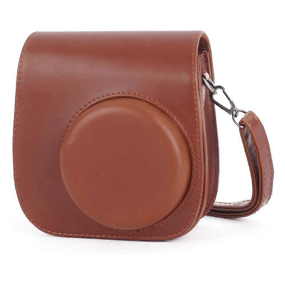 Leebotree Instant Camera Bag Kompatibel med Instax Mini 11 Instant Camera Tillverkad av mjukt konstläder med axelrem och väska (brun)