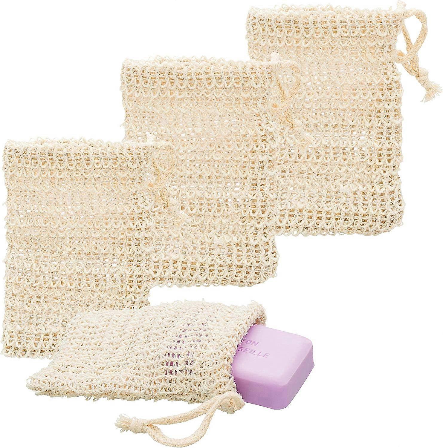 4pcs sisal soap bag natural soap net soap bag soap sponge 14cm x 9cm