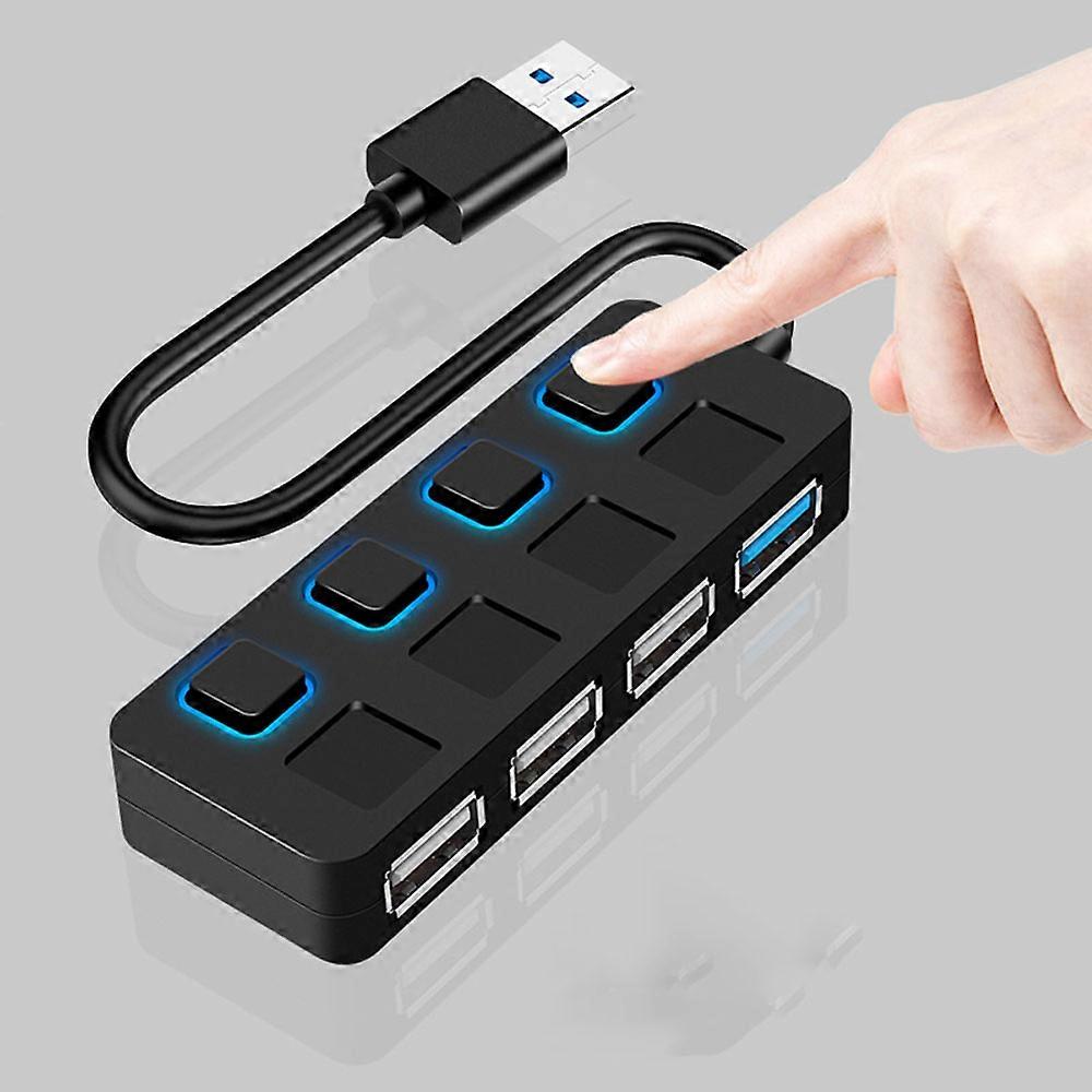 1PCS USB 3.0, 4 Port USB Data Hub, 16cm Cable, High Speed USB Adapter, Multiport USB with Individual Power Switches and Indicators, Docking Station