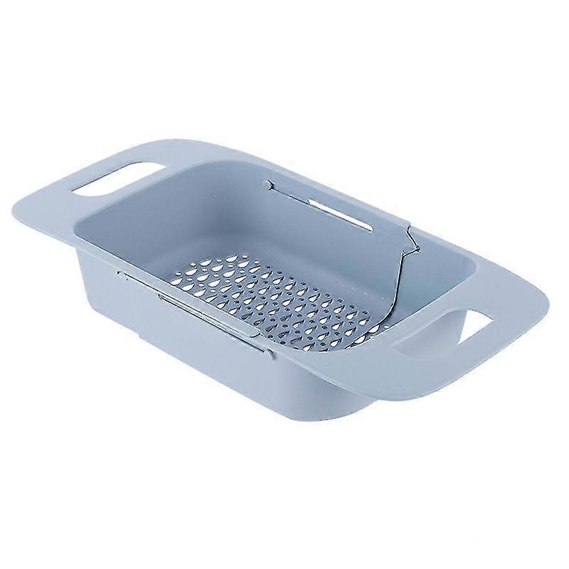 Extendable Over The Sink Colander Fruits And Vegetables Drain Basket Adjustable Strainer Sink Washing Basket For Kitchen (blue)