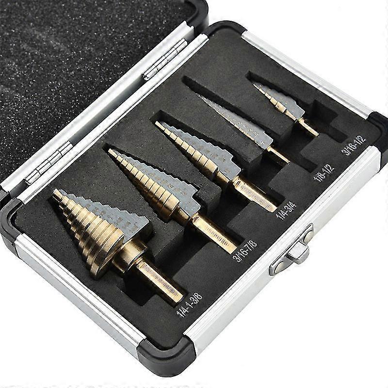 5pcs Hss Cobalt Step Drill Bit Set Multiple Hole 50sizes Cobalt Titanium Conical Cone Drill Hole Cutter Core Drill Bits With Aluminum Case