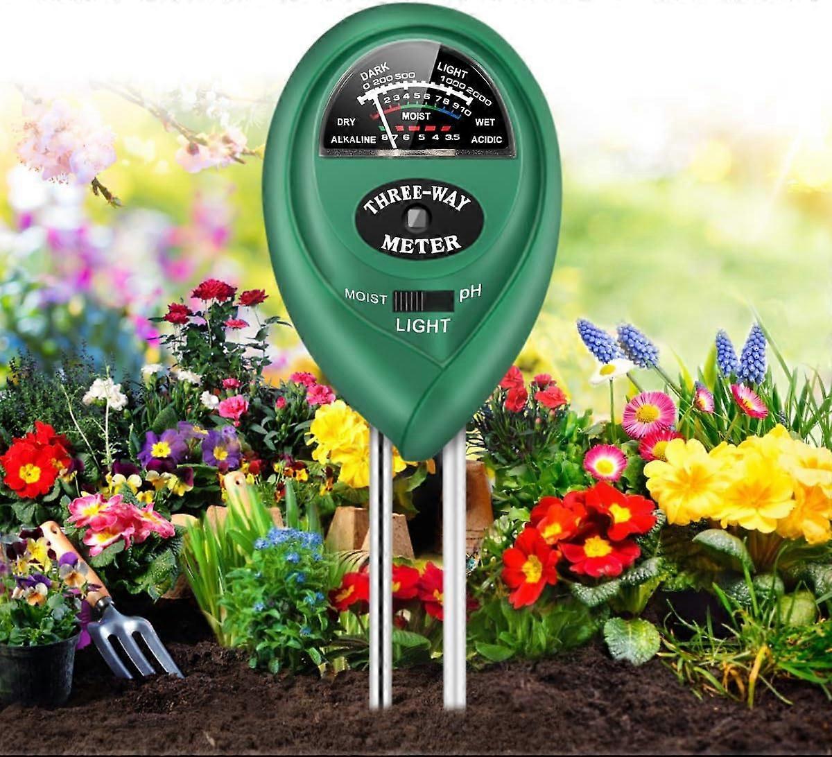 3-in-1 Soil Test Kit for Plants - Moisture Light PH Tester - No Battery Required