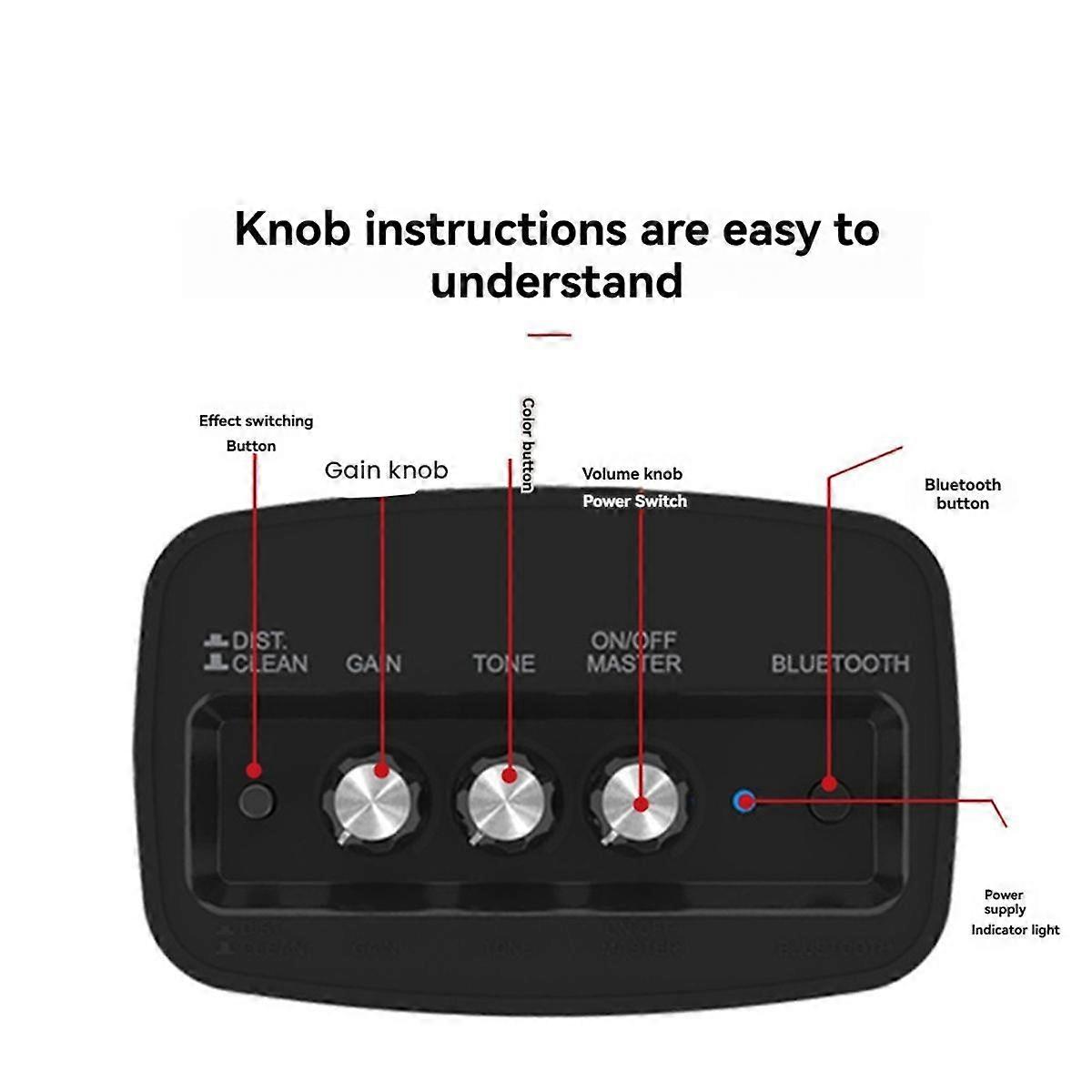 AROMA Gitarrenverstärker 5W E-Gitarrenverstärker Kleiner Übungsgitarrenverstärker mit Bluetooth Clean & Over