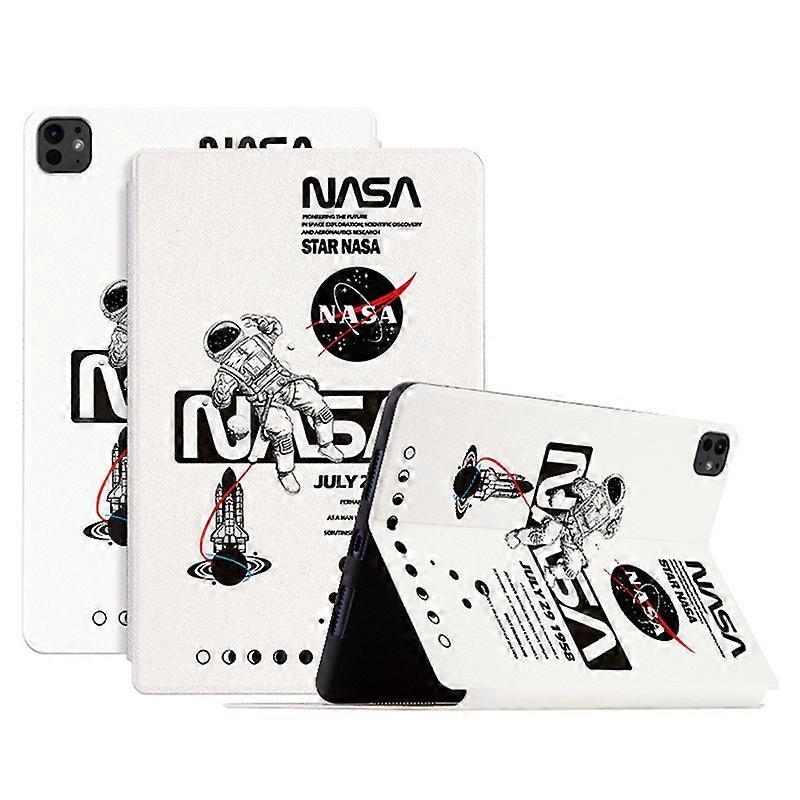 For iPad Pro 11 (2024) Case Leather Stand Smart Tablet Cover Astronaut Pattern
