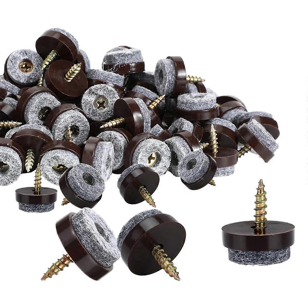 100 Pcs Screw on Felt Chair Pads 0.8 Felt Pads for Furniture Sliders Chair Leg Floor Protectors Rou