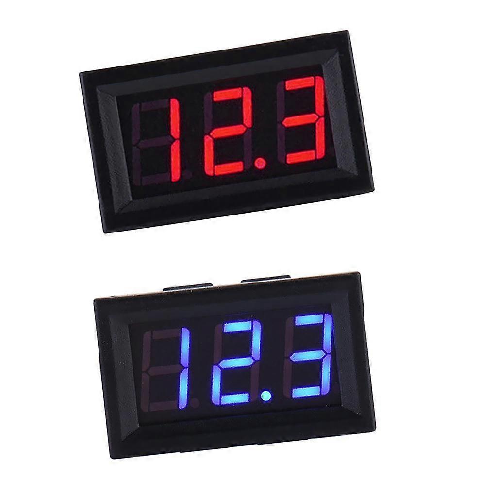 2 Pcs 2 Wire DC5-120V Red LED 3-Digit Display Voltmeter Volt Meter Panel Red