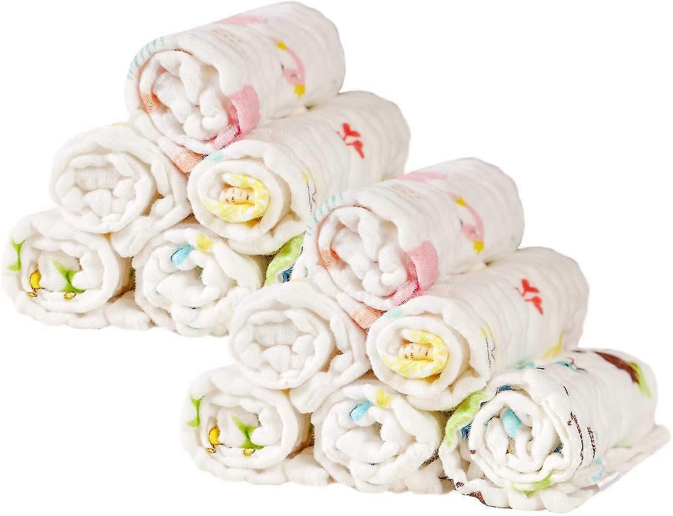 Baby Muslin Washcloths 10 Pack For Baby's Sensitive Skin, 6-layer Cotton Bath Towel, Soft Newborn Ba