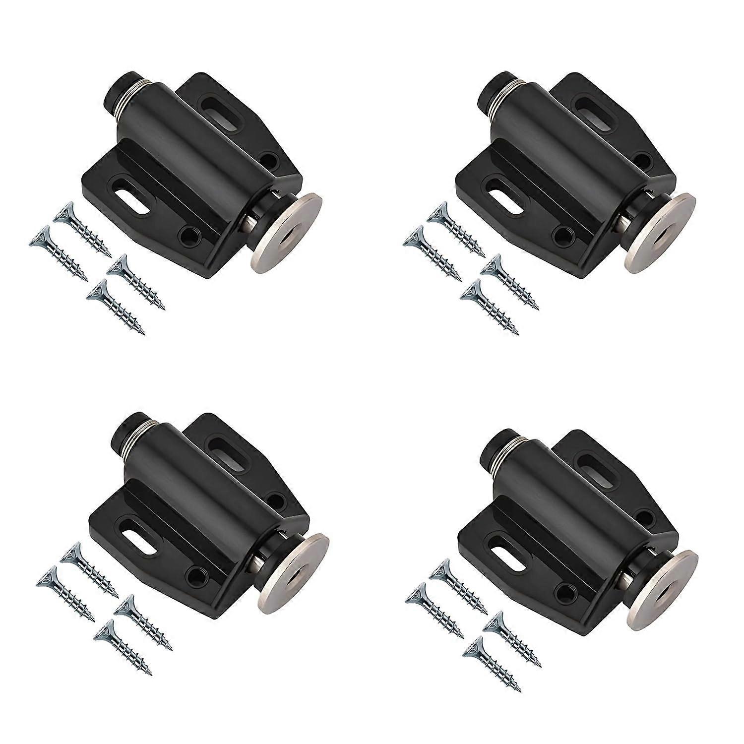Push to Open Door Catch Black Single Magnetic Pressure Touch Release Catches Latch for Open and Close The Door with a Single Push including Fixing Scr