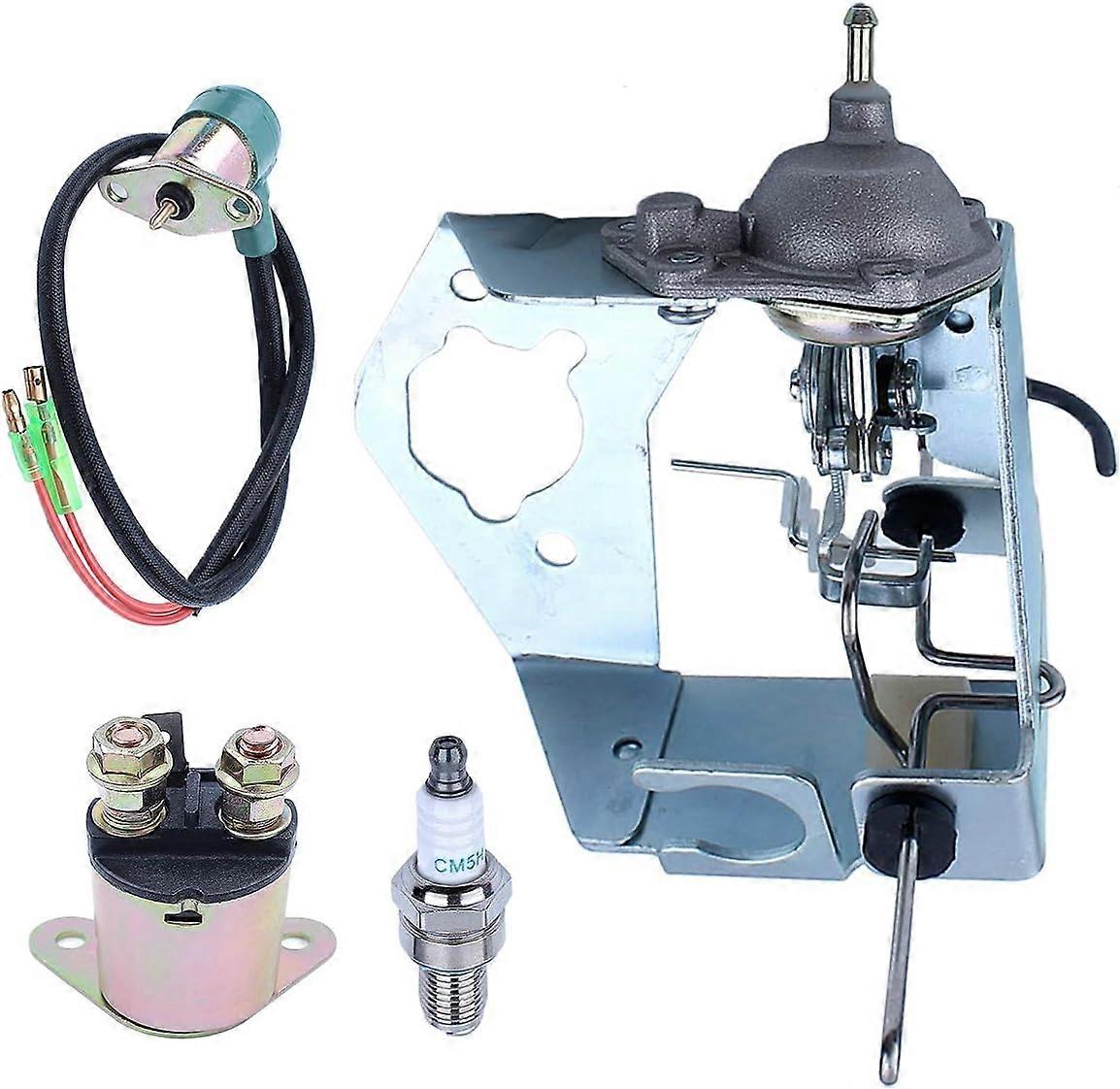 Generator Engine Carburetor Solenoid, Choke Valve Damper, Starter Relay Solenoid for Hond GX390 13HP Lawn Mower Replacement Parts with Spark Plug for 